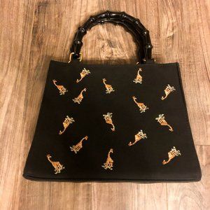 PREZZO Black Purse Little Giraffes Vintage